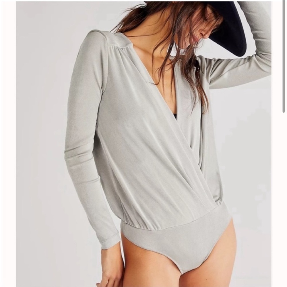 FP Turnt Bodysuit In Sage Surplice Wrap Sz S